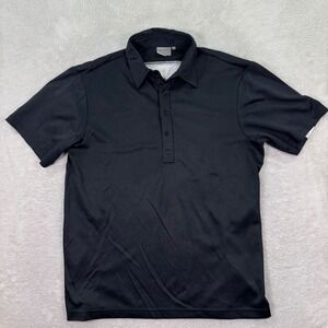 J Lindeberg Mens Large Black Short Sleeve Golf Polo Shirt Athleisure Casual EUC